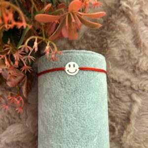 Brățară șnur reglabil și smiley face din Argint925