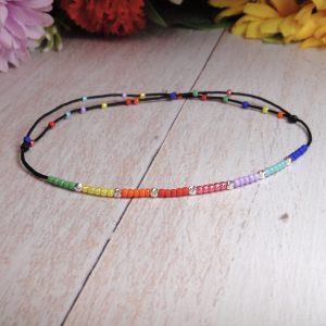 Brățară pentru gleznă Rainbow cu bile din argint 925 și mărgele miyuki