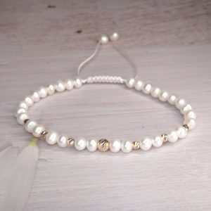 Brățară Aur14k cu biluțe și perle de cultură