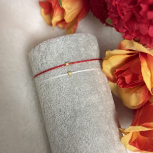 Brățară cu snur reglabil și bilă din argint 925 placată cu aur