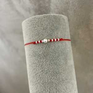 Brățară cu snur reglabil , bilă aur 14k și mărgele miyuki