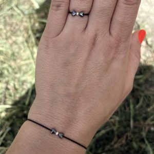 Set inel si bratara cu pietre Hematit si bile Argint925