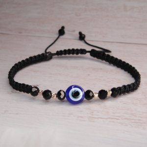 Brățară cu 4 bile Aur 14k, cristale si Ochi de deochi