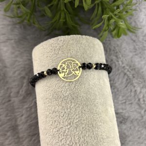 Brățară mamă , fetiță și băiat cu cristale și bile Aur 14k