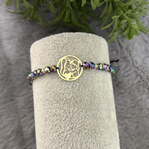 Brățară mamă și fetiță cu cristale și bile Aur 14k