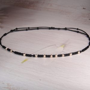 Brățară pentru gleznă cu bile Aur 14k și miyuki mate