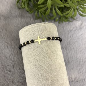 Brățară cruciuliță și bile Aur 14 k