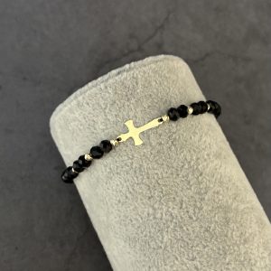 Brățară cruciuliță și 10 bile din Aur 14k