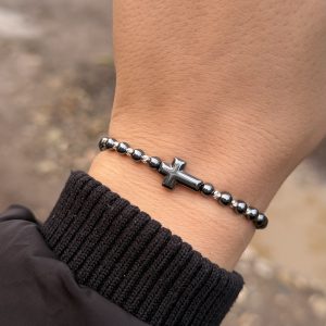 Brățară din Argint 925 cu pietre hematit gri