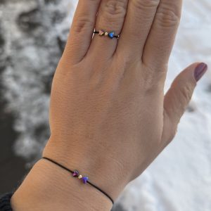 Set inel si bratara cu pietre Hematit si bile Aur 14k