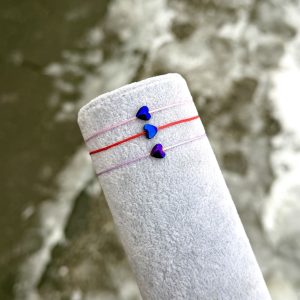Brățară inimă hematit mov cu  snur reglabil