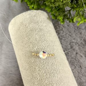 Colier fir transparent din Aur 14k cu cristal swarovski