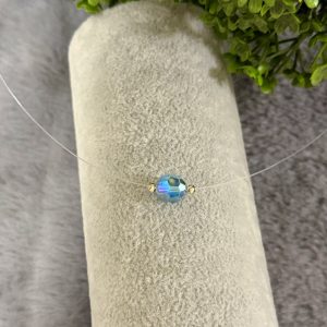Colier fir transparent din Aur 14k cu cristal swarovski