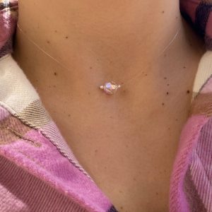Colier fir transparent din Argint 925 cu cristal swarovski-diverse culori