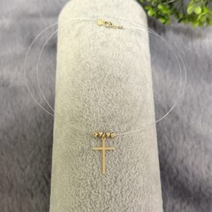 Colier cu cruciuliță și bile din Aur 14k