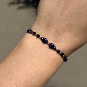 Brățară bile Aur 14k și Goldstone albastru