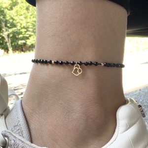 Brățară cu pandantiv la alegere & 2 bile din Aur 14k pentru gleznă și Turmalină