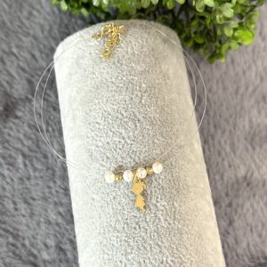 Colier cu fetiță din Argint 925/ Argint placat cu aur de 18k și Perle de cultură