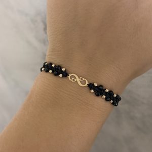 Brățară împletită din Aur 14k cu pietre semiprețioase Turmalină neagră