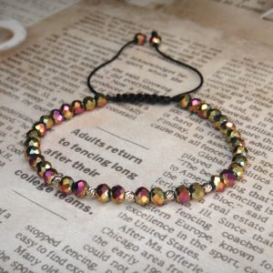 Brățară cu 5 bile Aur 14k și cristale multicolor roz