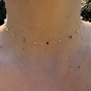 Colier fir transparent din Aur 14k cu pietre