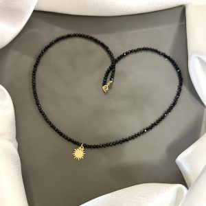 Colier cu soare din Aur 14k și pietre semiprețioase Spinel
