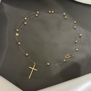 Colier plutitor din Aur 14k cu cruciuliță