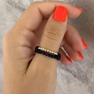 Inel dublu cu 9 bile Aur 14k și pietre Turmalină