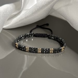 Bratara dubla Aur 14k si pietre semipretioase Hematit