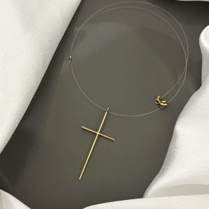 Colier Aur 14k & cruciulita cu striatii