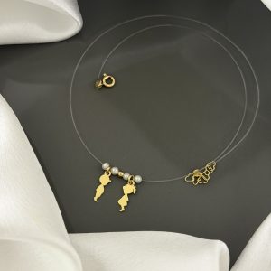 Colier cu copii din Argint 925/ Argint placat cu aur si perle de cultura