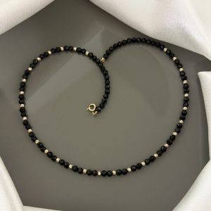 Colier Aur 14k cu pietre semipretioase turmalina neagra