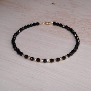 Bratara fixa 8 bile Aur 14k cu Turmalina neagra