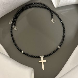 Colier cu cruciulita din Argint 925 si Spinel