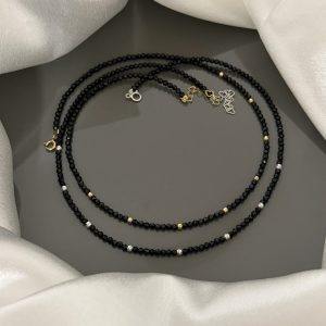 Colier din Argint 925/ Argint 925 placat cu aur si pietre Spinel