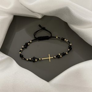 Bratara Aur 14k cu cruciulita si pietre Turmalina